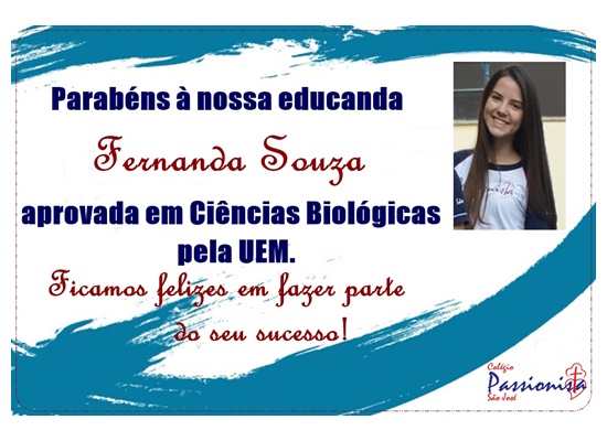 Aprovada em Ci�ncias Biol�gicas Col�gio Passionista S�o Jos�