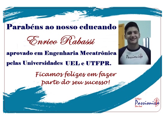 Aprovado em Engenharia Mecatr�nica Col�gio Passionista S�o Jos�